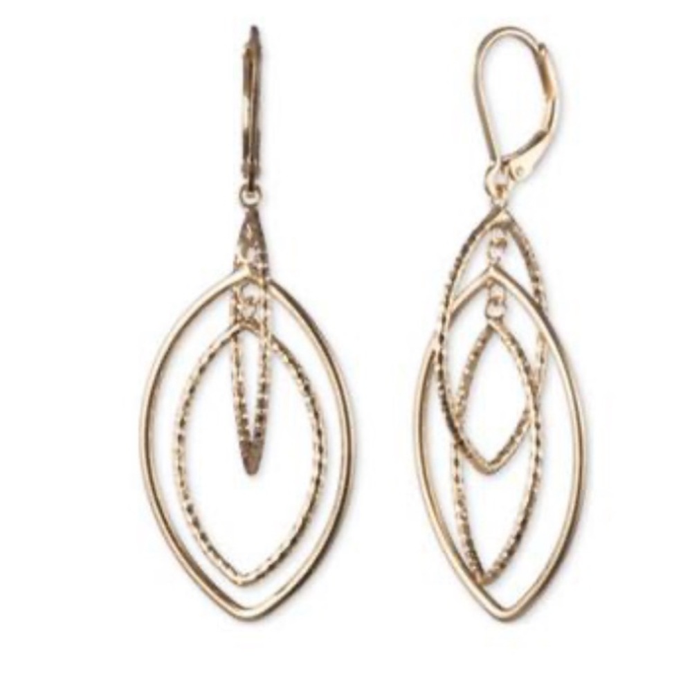 NWT Anne Klein Women's Diamond Texture Orbital Earrings in Gold Tone Size 0.91"